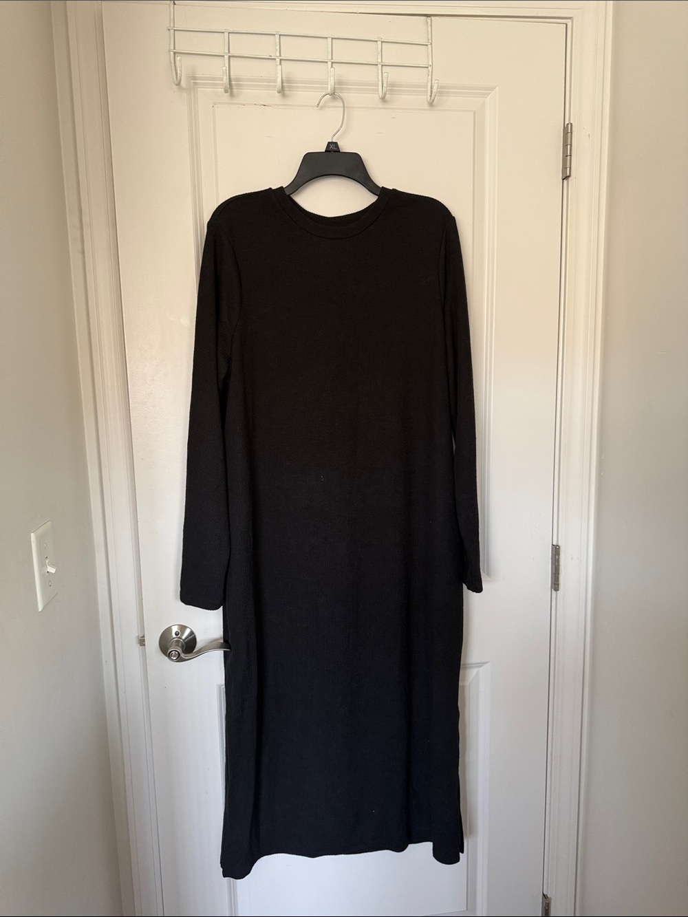 Black Long Sleeve Midi Dress - Minimalist Women’s Dress